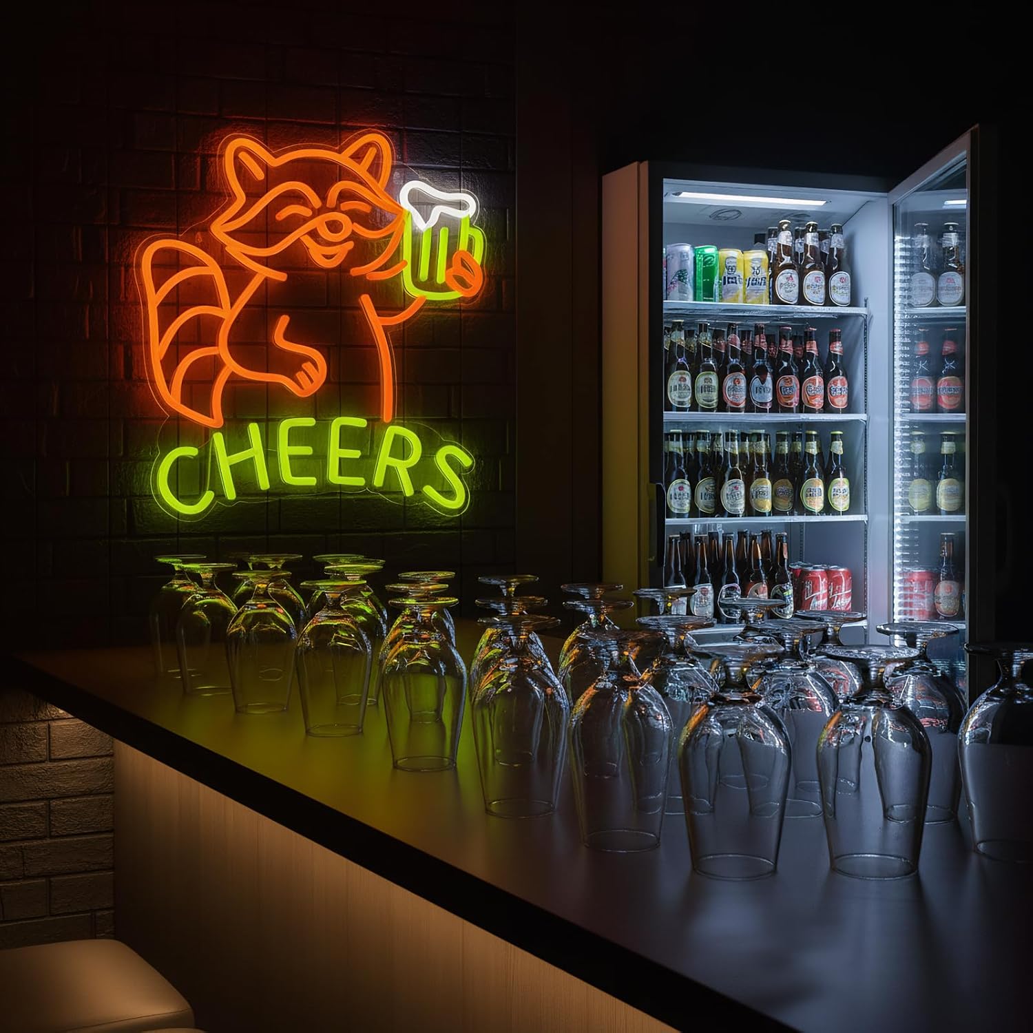 Raccoon Beer Neon Sign, Fun Animal LED Light for Bar Wall Decor, Dimmable Neon Sign for Man Cave, Bedroom, Game Room, or Home Bar, 15 x 13 inch - Image 6