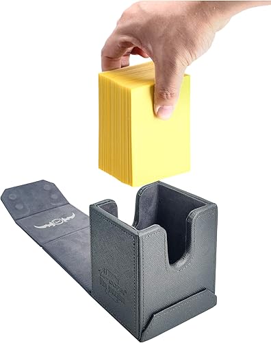 Miniatura 3 de Zoopin - Caja de cuero gris metálico para cartas coleccionables, MTG, Yugioh, Pokeman, TES Legacy, Munchkins CCG Decks y también fichas pequeñas o