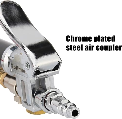 Miniatura 5 de Solimeta Inflador de neumáticos de alta resistencia, Cuerpo de aluminio, Manguera roja de 20 ", Portabrocas de aire, Diapositiva de aluminio, Rango