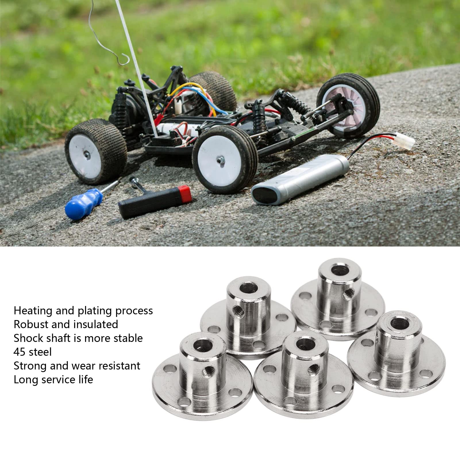 5PCS 4mm Flange Coupling Connector, Steel Rigid Guide Model Coupler Accessory Shaft Axes Fittings,High Hardness Coupling Connector for DIY RC Model Motors