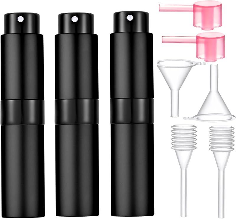 Frascos atomizadores recarregáveis para perfume Yikimyfo, 8 mL, pacote com 3