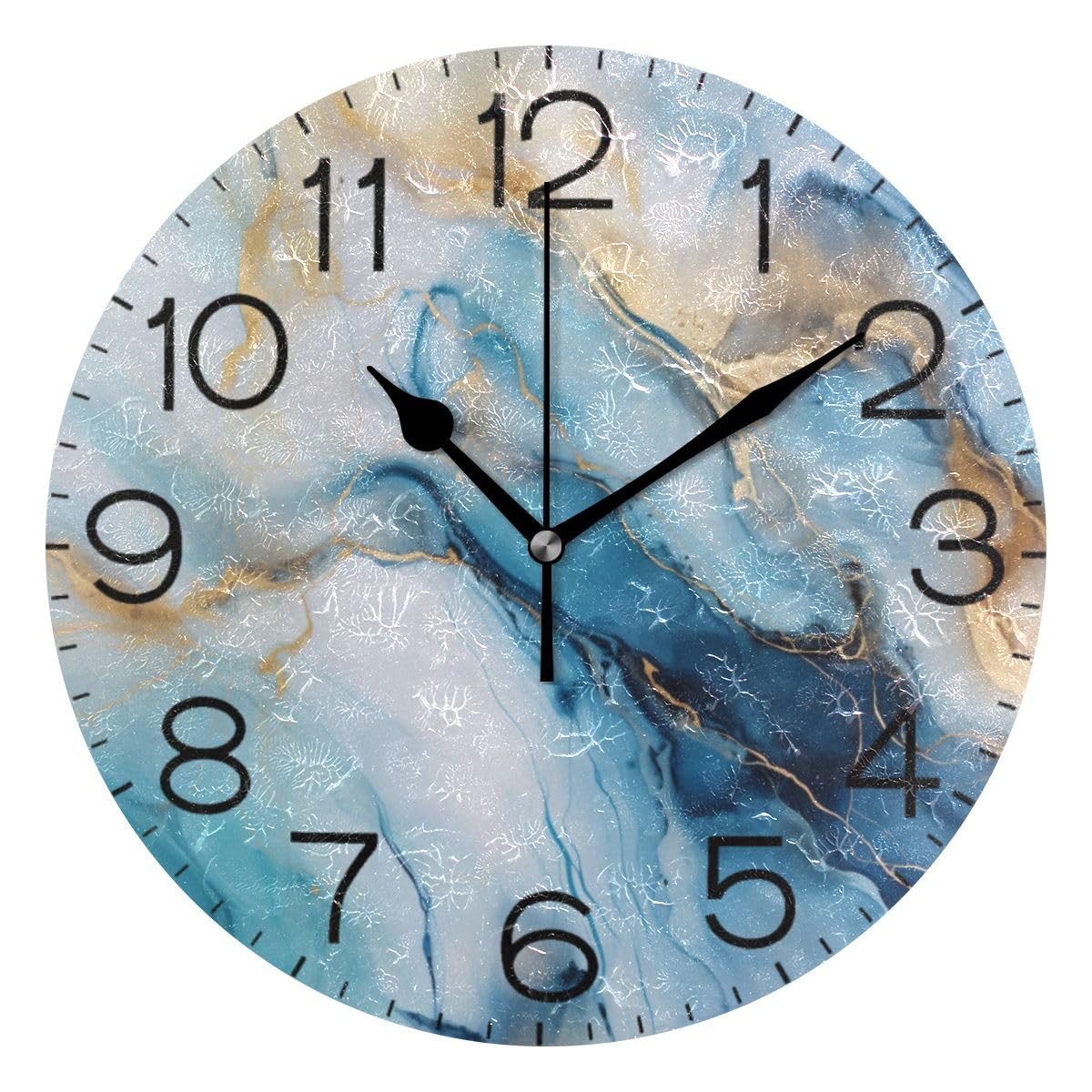 Horloge murale décorative marbre bleu doré SUABO silencieuse