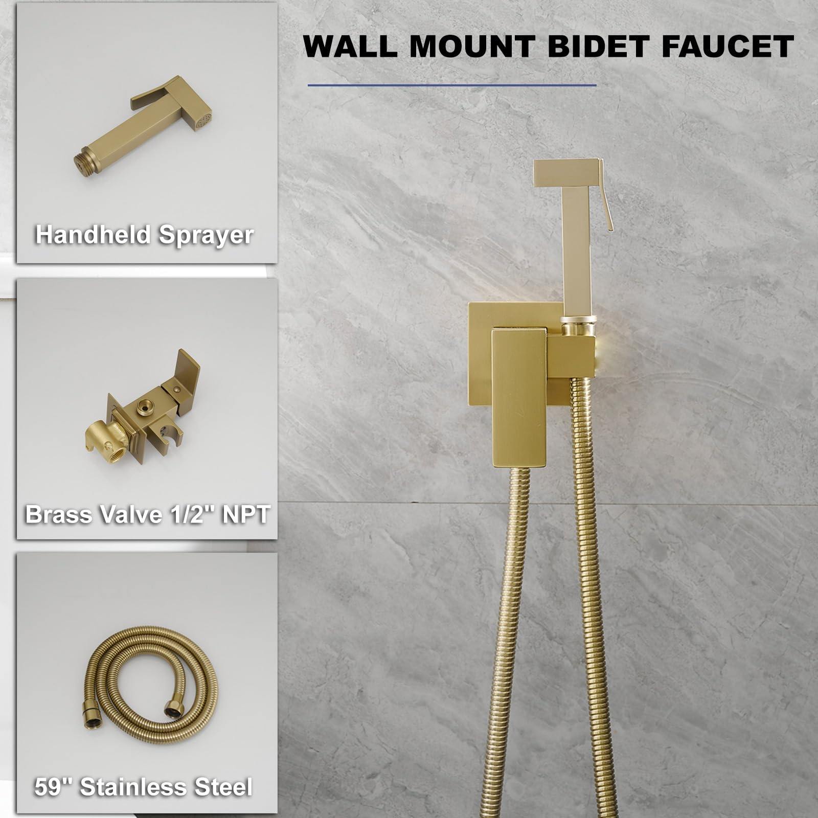 Wall Mounted Bidet Sprayer - Hot & Cold Water -2 Wall Mounted Bidet Sprayer - Hot & Cold Water -2