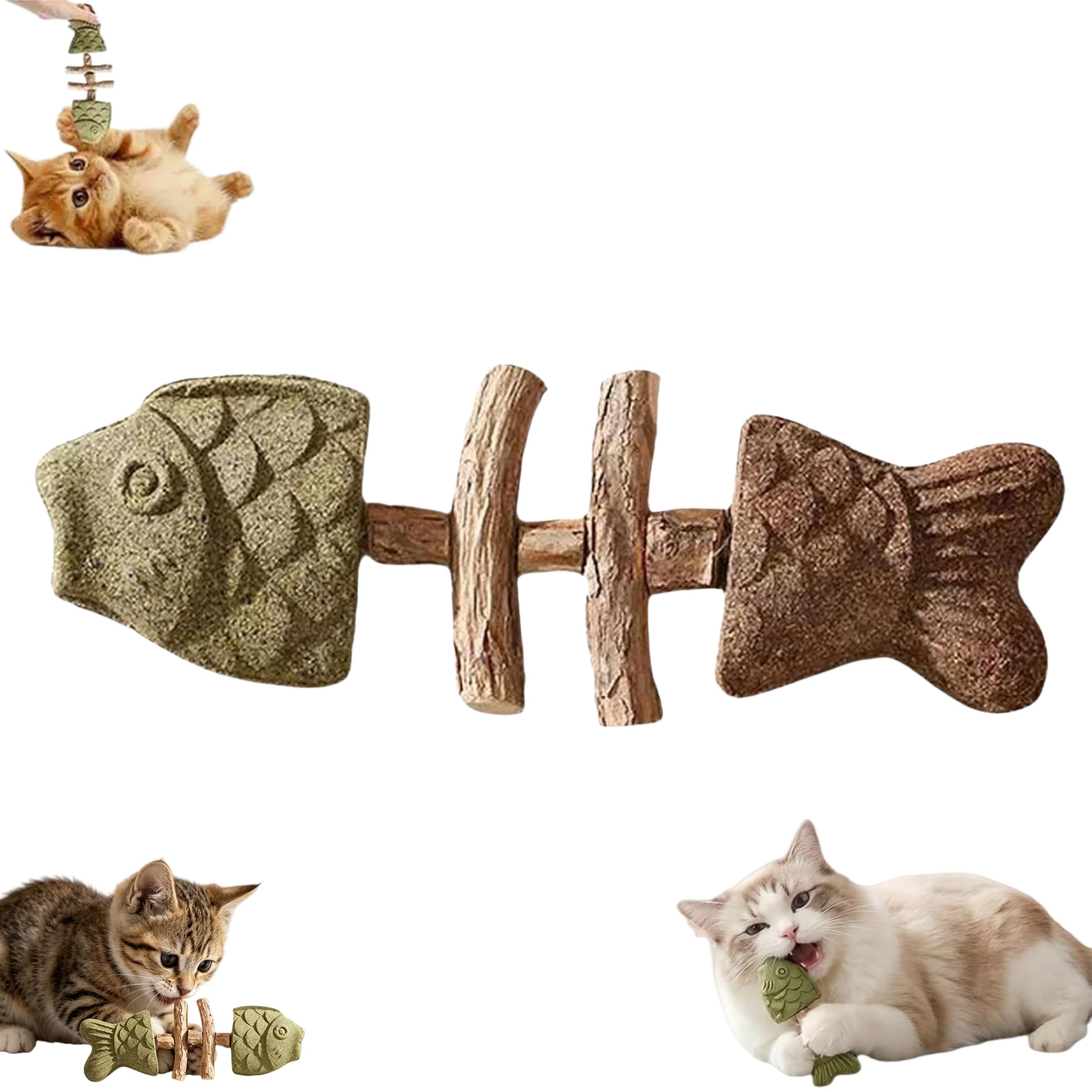 Creative Fish Bone Cat Dental Chew Toy - Fishbone Shape Catnip & Silvervine Teeth, Cleaning Stick Fix Cat Dental Health Interactive Play for Cats (C)