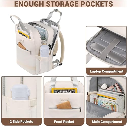 Miniatura 3 de Mochila de viaje para mujer, mochilas para laptop de 15.6 pulgadas con puerto de carga USB, bolsa de gran capacidad, bolsa de gran capacidad,