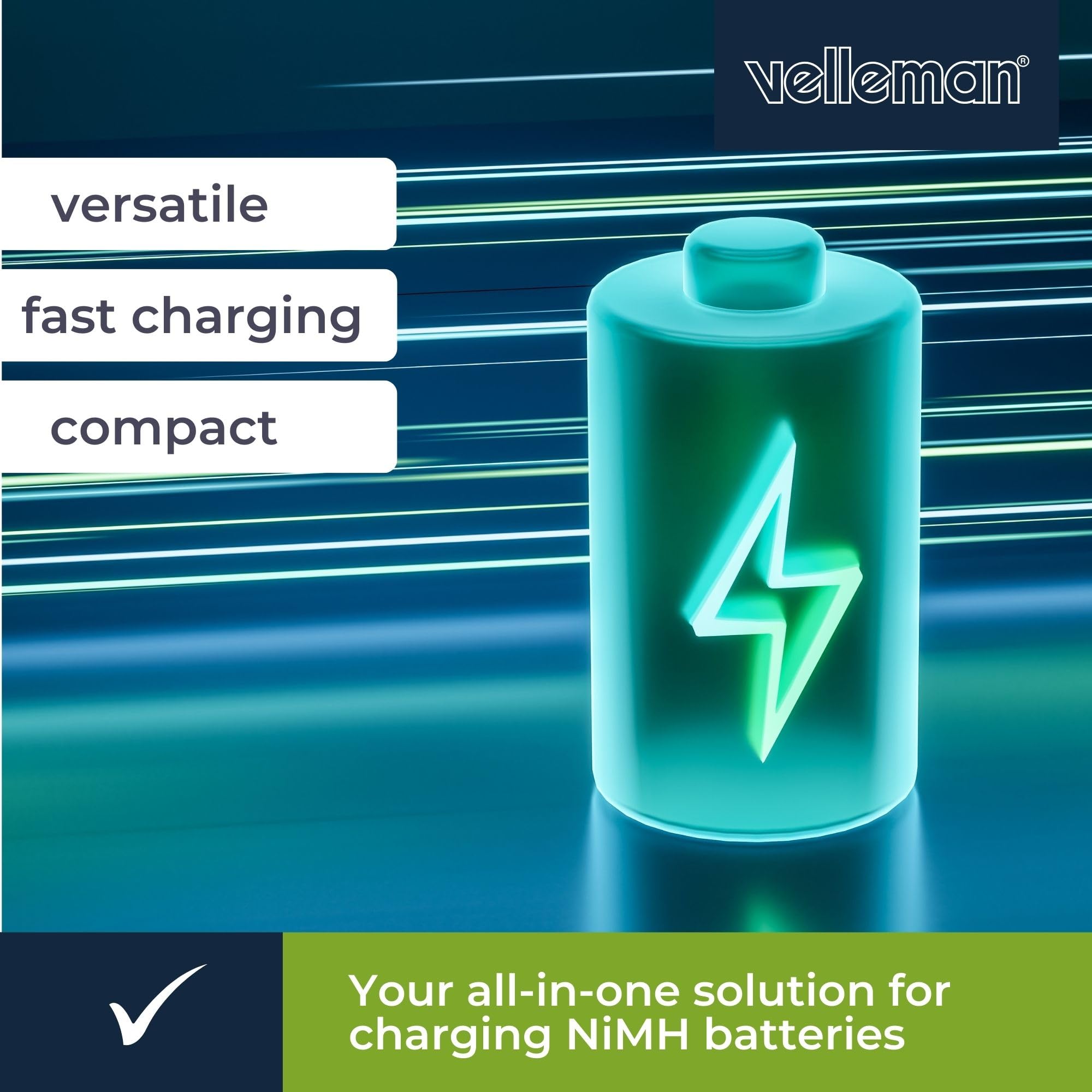 Velleman CARICABATTERIE/SCARICABATTERIE UNIVERSALI VELOCI NIMH CON LCD E USCITA USB