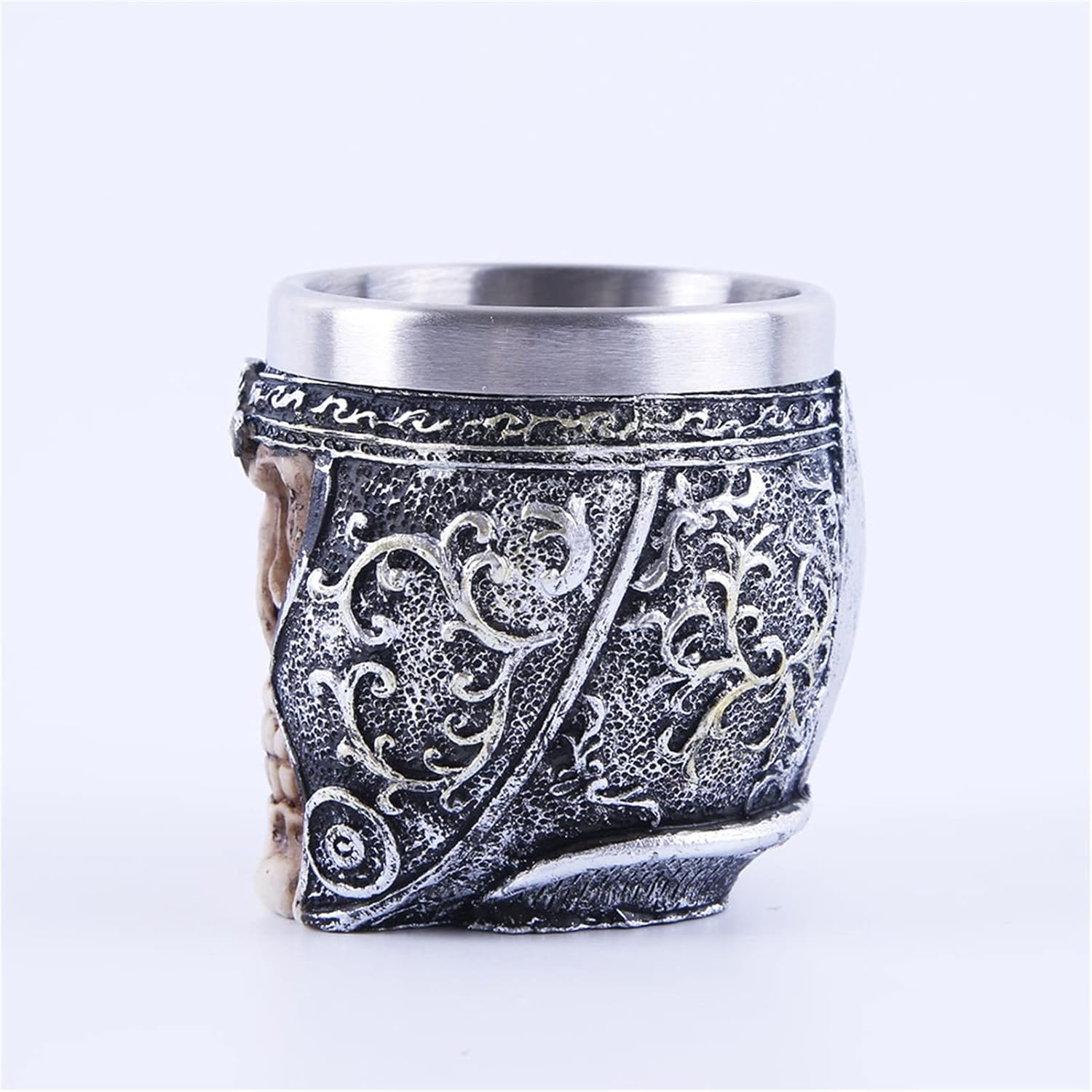 Novelty Bar Wine Glass Gothic Horror Design Creepy Skull Coffee Mug Skeleton Tankard Cup Without Handle Stainless Steel Skull Mug Medieval Wine Glass (Color : Painted Size : 6x5.5cm)