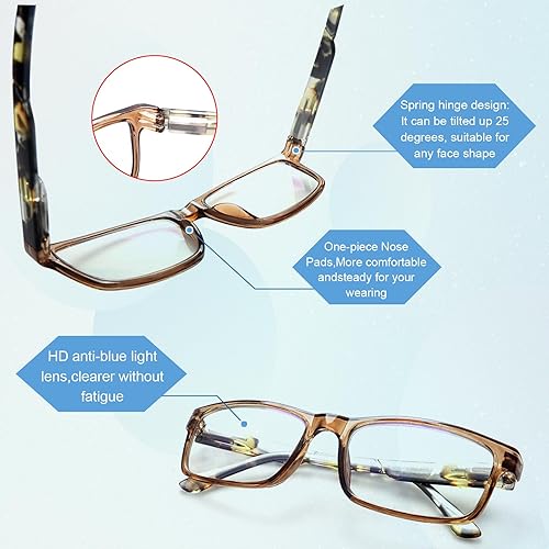 Miniatura 4 de Gafas de lectura para mujereshombres, bloqueo de luz azul, para lectura frente a la computadora, antifatiga ocular, 6 paquetes