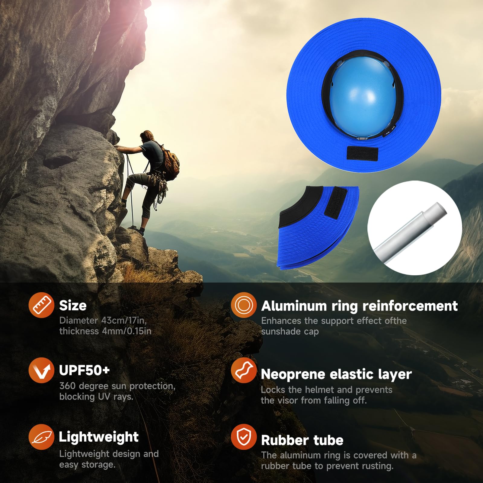 Tontron Visiera per casco da arrampicata, tesa del casco, parasole per casco, cappello da sole per caschi di sicurezza. Adatto per arrampicata, trekking, rappelling, lavoratori in alta quota, operai