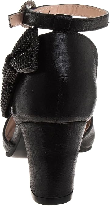 Badgley Mischka Girls Dress Shoes - Kids High Heel Pumps Slip-On Party Block Closed Toe Sandal Satin with Bow (Little Kid/Big Kid) (Black/White/Red/Pink)