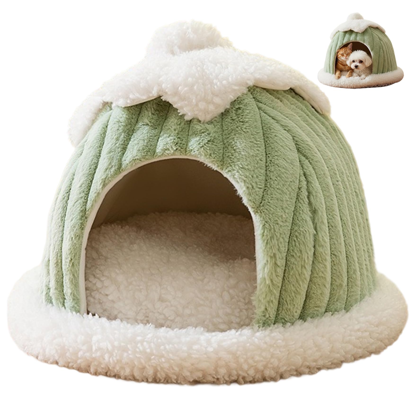 Tente en peluche pour chaton lit citrouille chaud pour siestes d'hiver