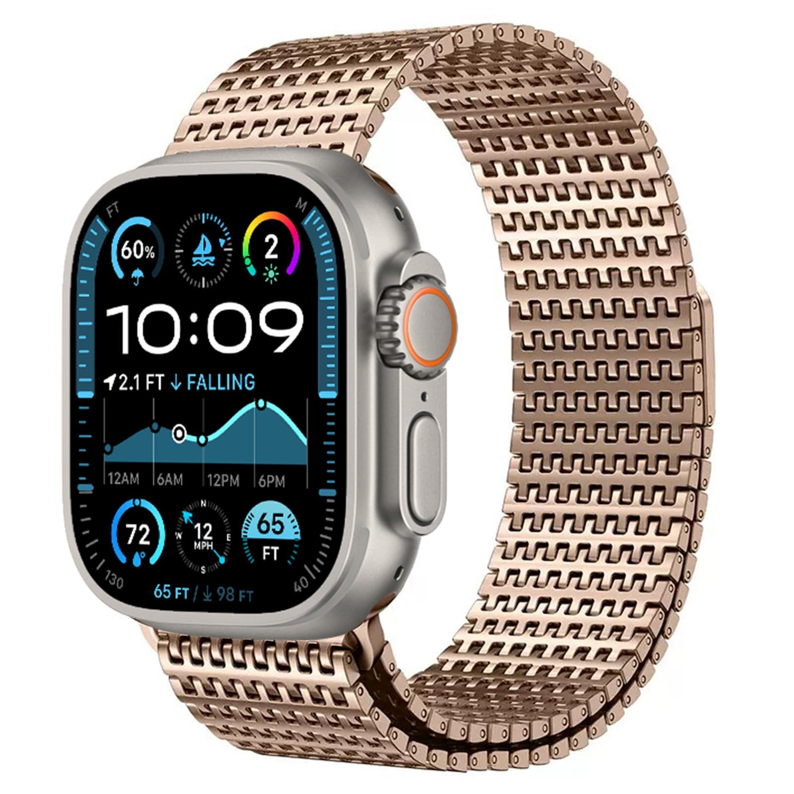 WINGLE Milanese Loop for Apple Watch Band Ultra 2 Band Ultra 49mm 46mm 45mm 44mm 42mm Men Series 10 9 8 7 SE 6 5 4 3 2 1 Magnetic Metal Mesh Stainless Steel Apple Watch iWatch Bands Strap Women