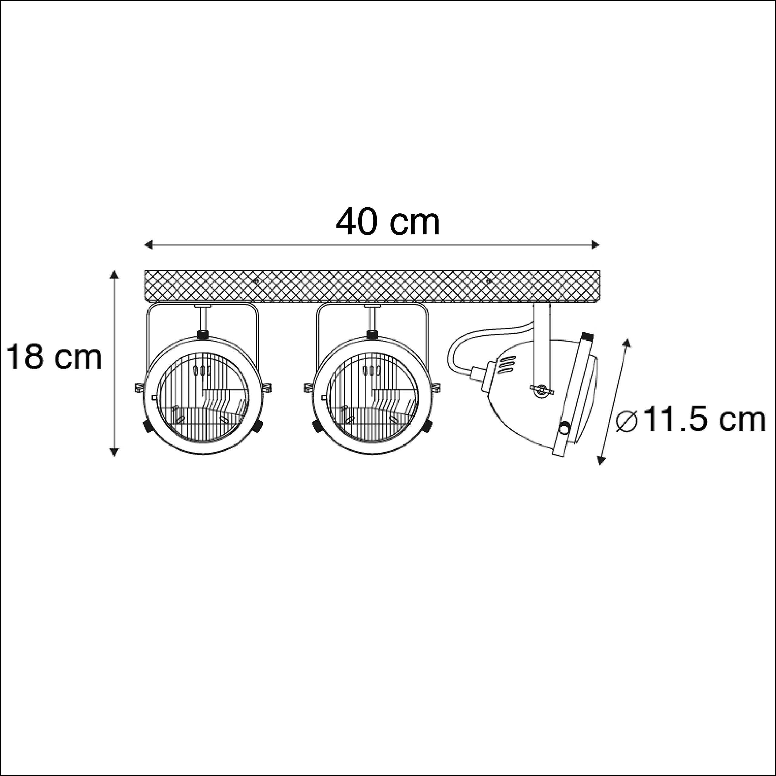 Qazqa Verstellbarer Deckenstrahler, Deckenspot - Emado - Grau, max. 25W, Geeignet für LED, 44cm, 3-flammig, Ideal als Wohnzimmerlampe, Küche lampe und