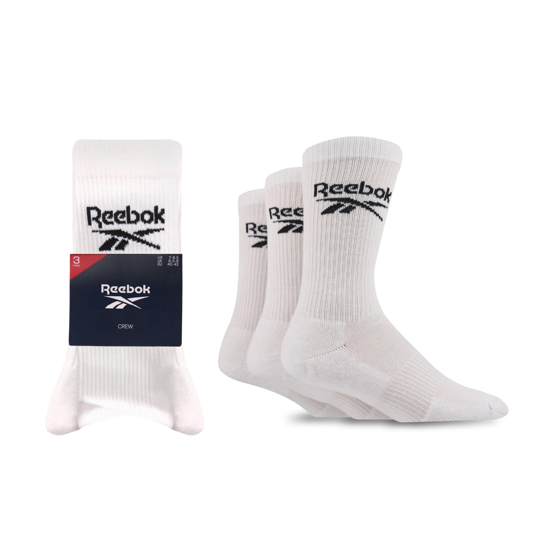 Reebok  Core Crew Socks - White - 8.5-10