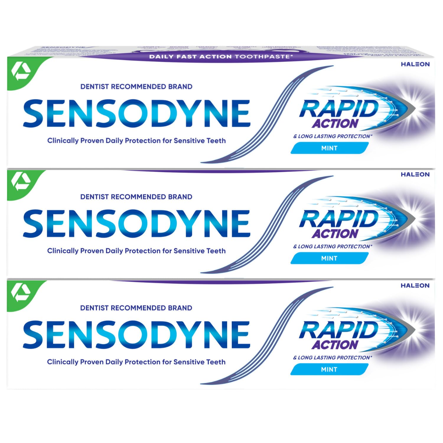 Sensodyne Rapid Action Toothpaste, Long Lasting Protection, 75ml, Pack of 3