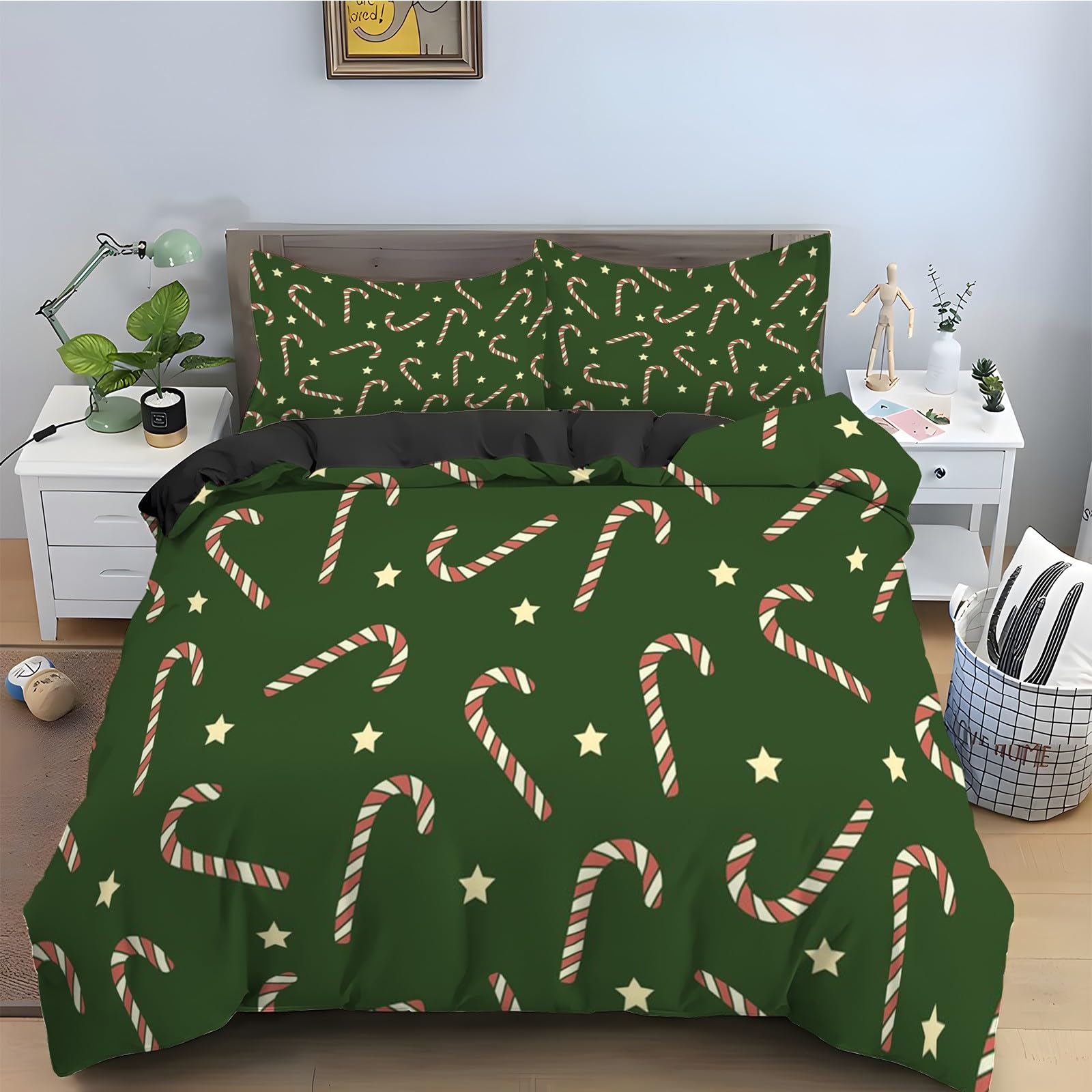 Parure de lit 90x190 La Veille de Noël avec housse de couette en microfibre et 2 taies