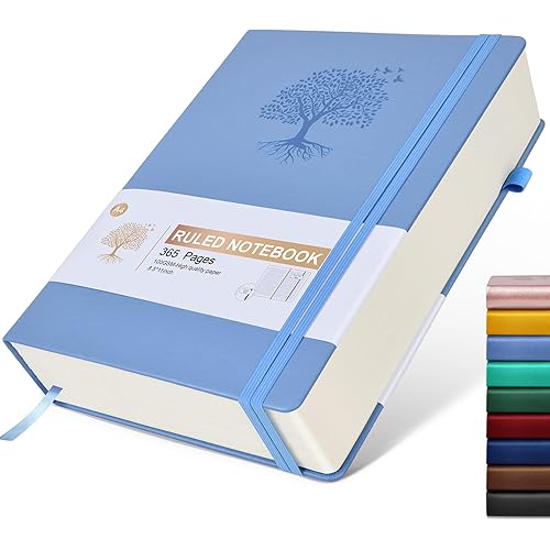 Lined Journal Notebook, 365 Pages A4 Large Journals for Writing College Ruled Notebook, Hardcover Leather Journal for Women Men, Daily Journa Notebook for Work, Note Taking, 100Gsm Thick Paper ( 8.5" x 11" Blue)