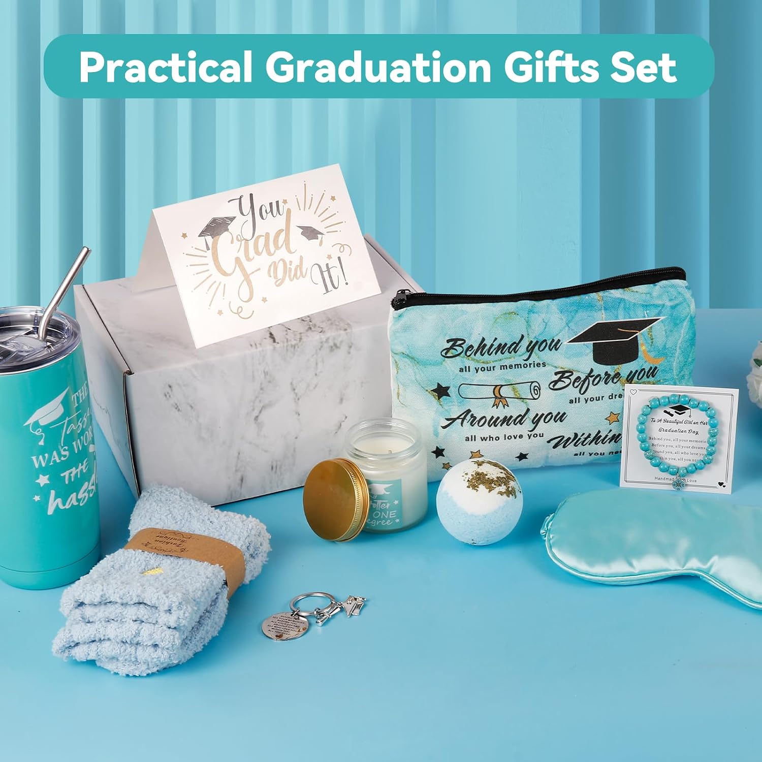 11 Pieces Graduation Gifts Set for Her,Graduation Gifts for Her Girls Daughter College Graduate Gift for Women (Blue)