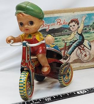 Amazon.co.jp: セルロイド人形ブリキ三輪車 中サイズ日本製tin toy car