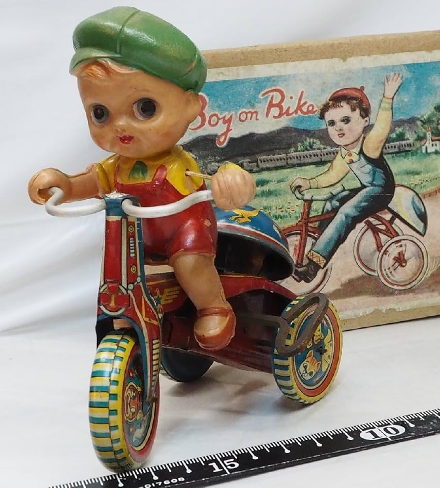 Amazon.co.jp: セルロイド人形ブリキ三輪車 中サイズ日本製tin toy car