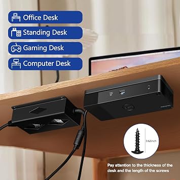 Dell WD19 / WD19S / WD19TBS / WD19TB / WD22TB4 Dock + Güç Tuğlaları, Yerleştirme İstasyonu ve Güç Tuğla Tutucu için Masa Altına Montaj Parçası