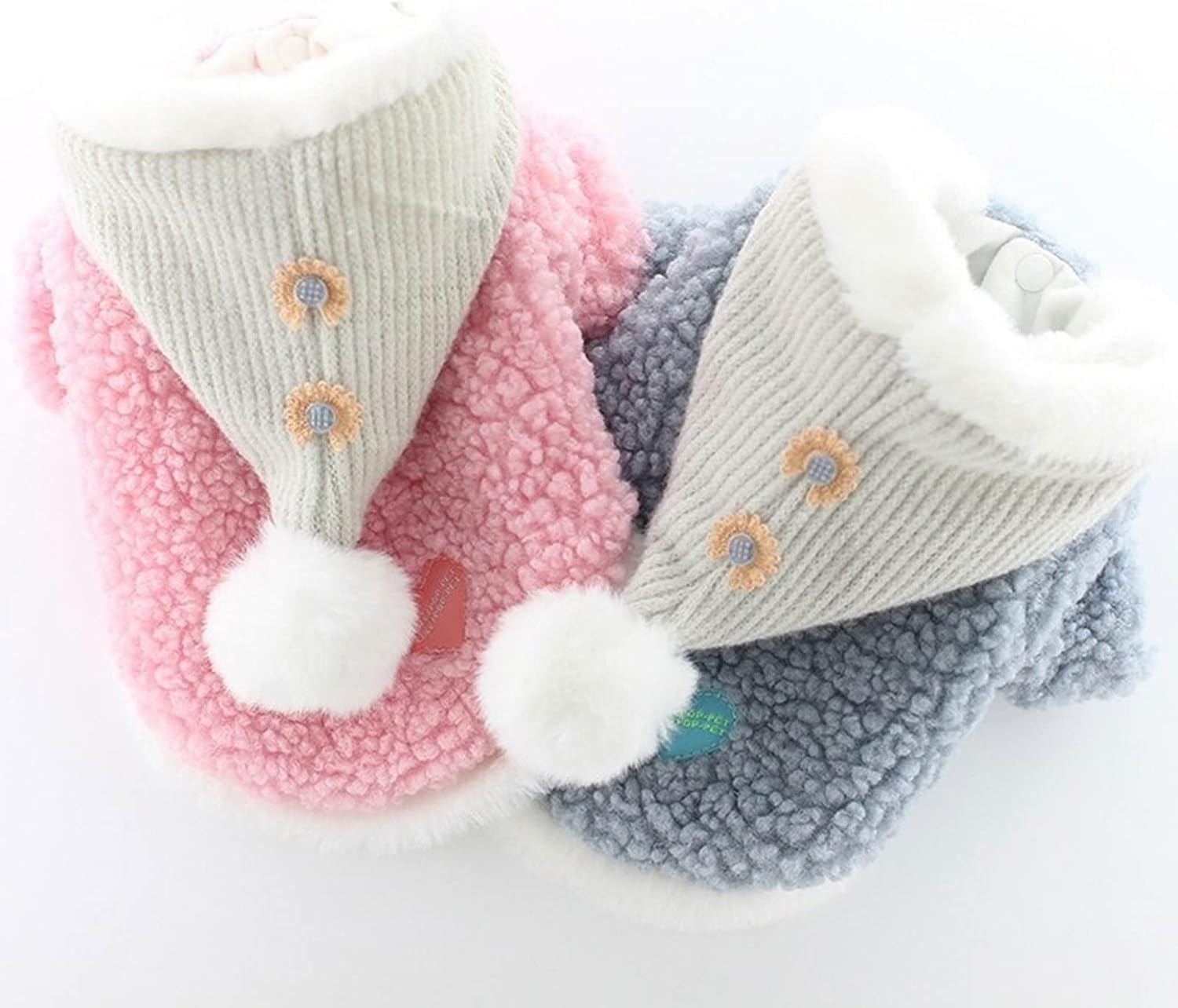 Dog Costumes Warm Comfortable Winter Pet Puppy Cat Winter Clothing Cute Hooded Dog Clothes Soft Sweet Dog Costume for Small Teddy (Color : Pink, Size : Medium)