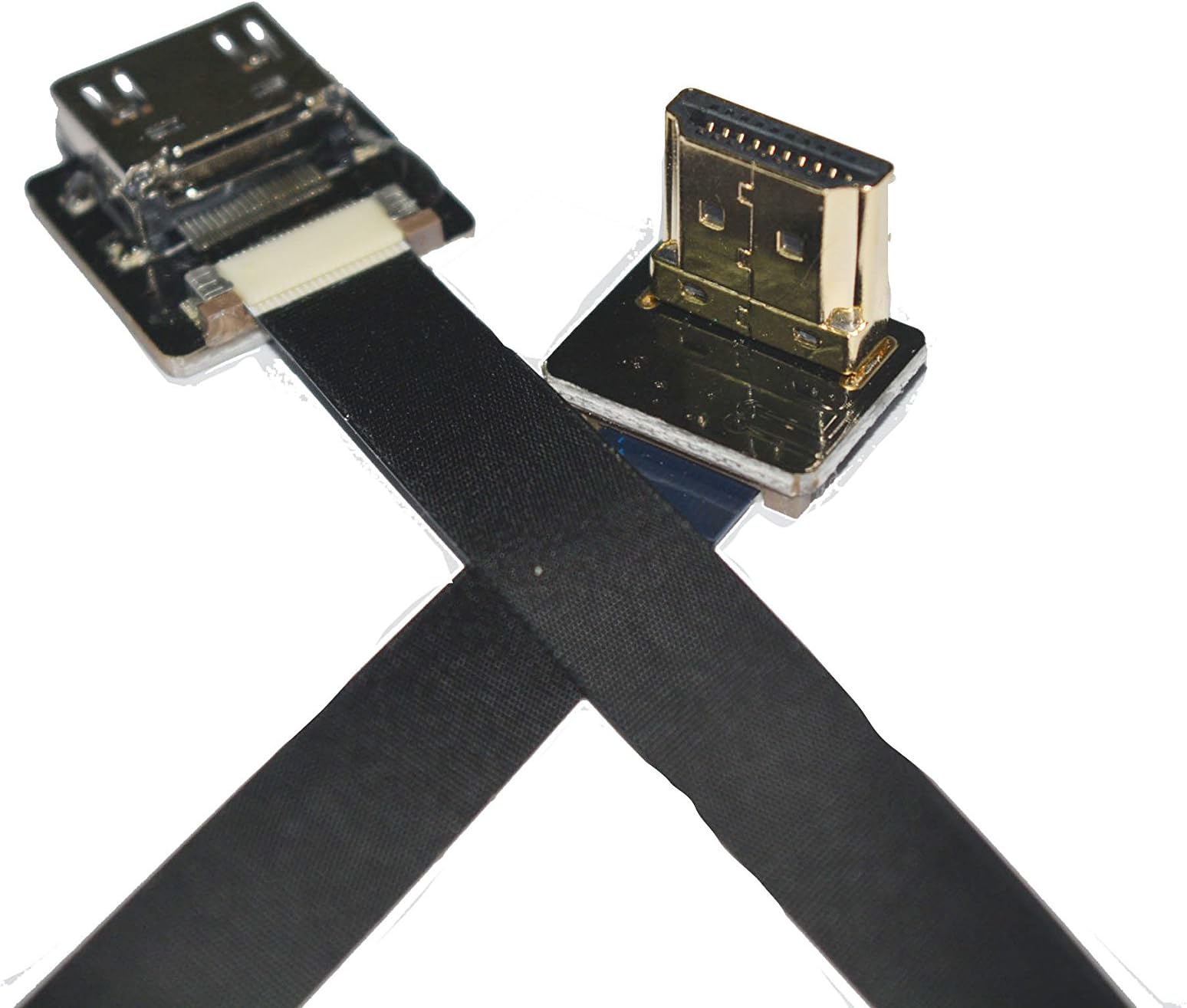 Soft Flat Slim Thin HDMI FFC FPV HDMI Cable Standard HDMI Female Plug to Standard HDMI Male 90 Degree Gimbal rig Aerial Shooting FPV Black (30CM)