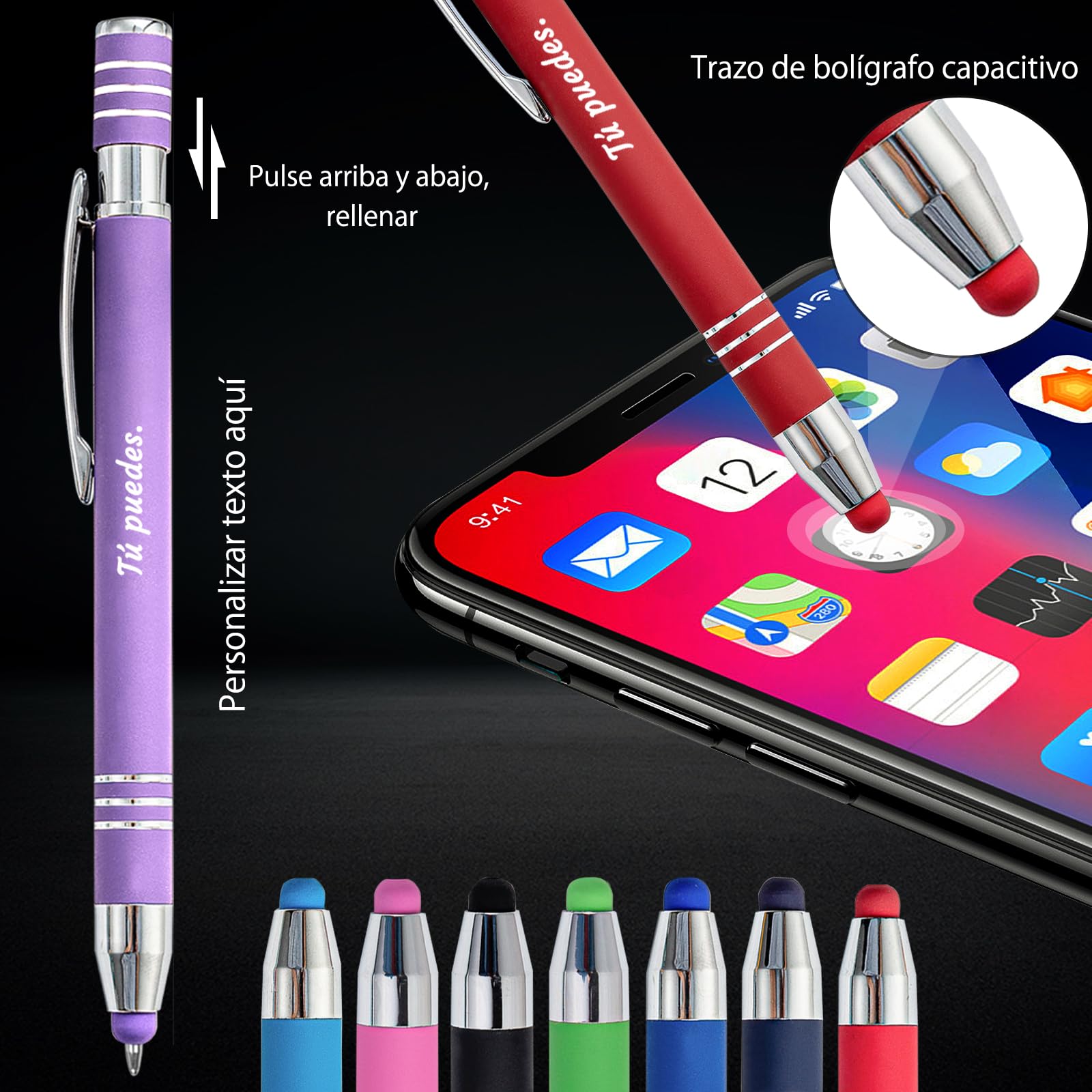 Bolígrafo de tinta negra escrito a mano - Personalice la información de su empresa - Adecuado para promociones corporativas, bodas - Bolígrafos con nombre grabado en metal personalizado - 48 Pieza