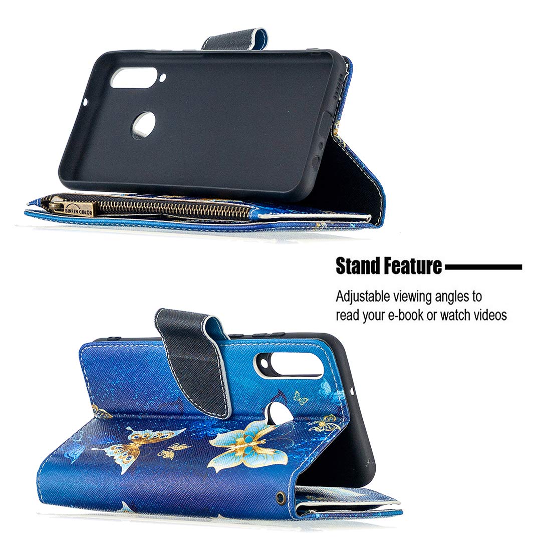 IMEIKONST Custodia Compatibile con Huawei P Smart Z, Pelle PU a Libro in Goffrato Custodia Porta Carte di Credito Magnetico Portafoglio Protettiva Caso per Huawei Y9 Prime 2019. Tree Blue RXZ