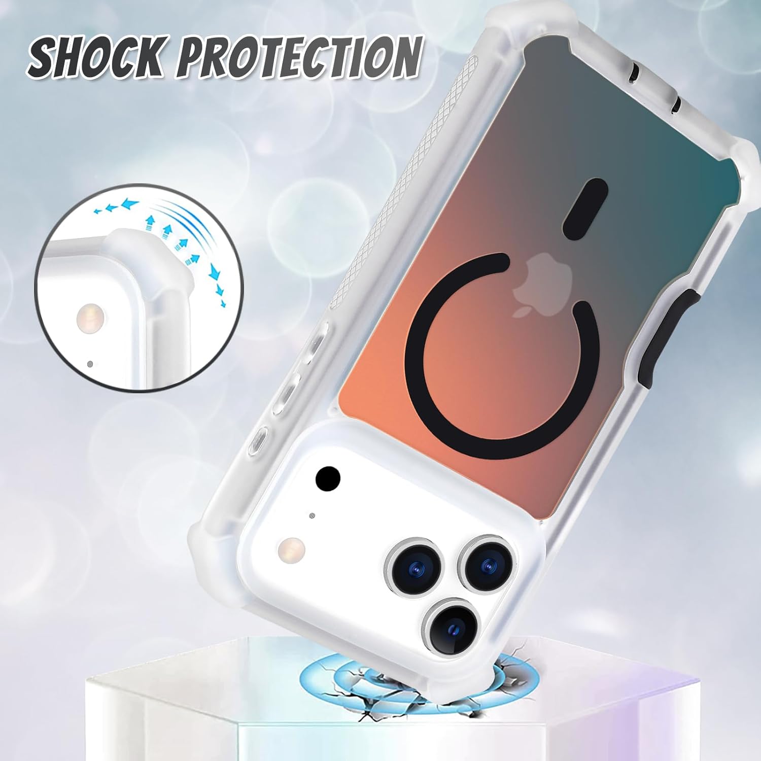 Bonoma for iPhone 17 Pro Max Case 2025, Iridescent Back, Magnetic Support for MagSafe Shockproof Cover, Crystal and Corner High-Duty Protection for Girls Women -Black - Image 3