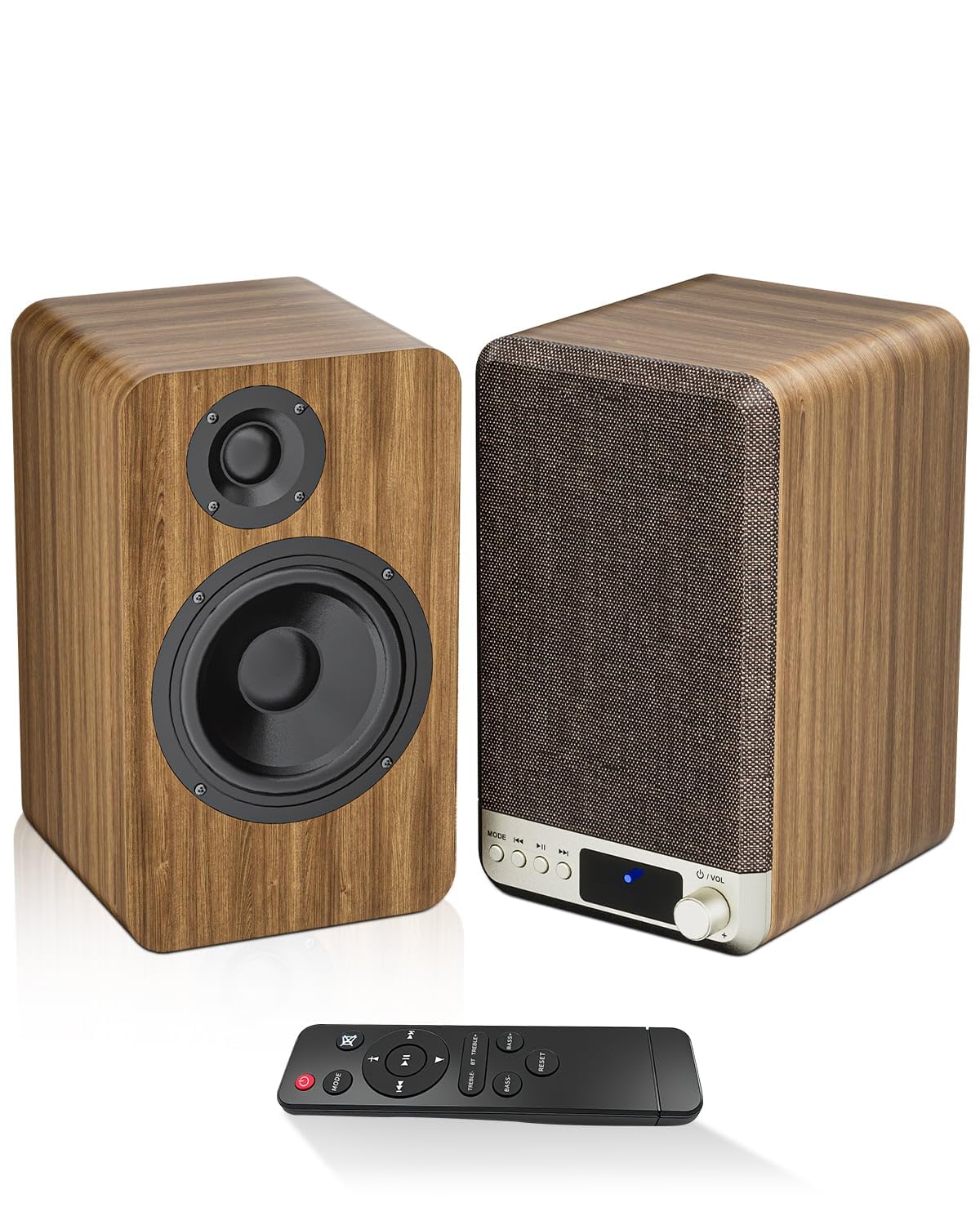 Coppia di altoparlanti da scaffale alimentati da 3,5 pollici, giradischi in vinile, altoparlanti stereo per la casa con ingresso AUX RCA da 3,5 mm, BT 5.4, altoparlanti USB per computer per PC audio