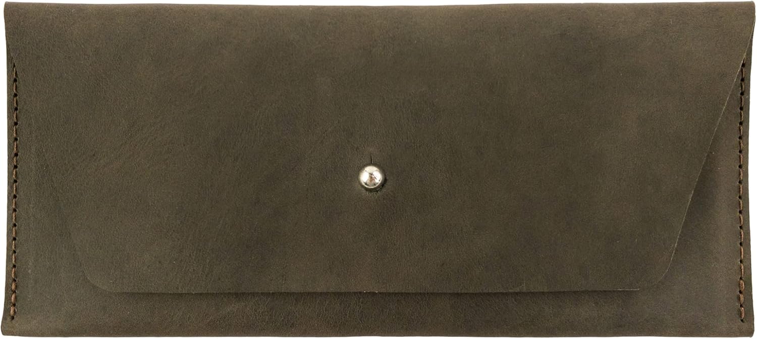 Hide & Drink, Long Utility Pouch Handmade from Full Grain Leather, Stylish Wallet for Carrying and Storing Cash, Coins, Cards