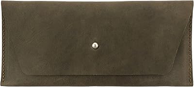 Hide & Drink, Long Utility Pouch Handmade from Full Grain Leather - Stylish Wallet for Carrying and Storing Cash, Coins, Cards - Vintage, Minimalist Style Clutch - Dark Jade