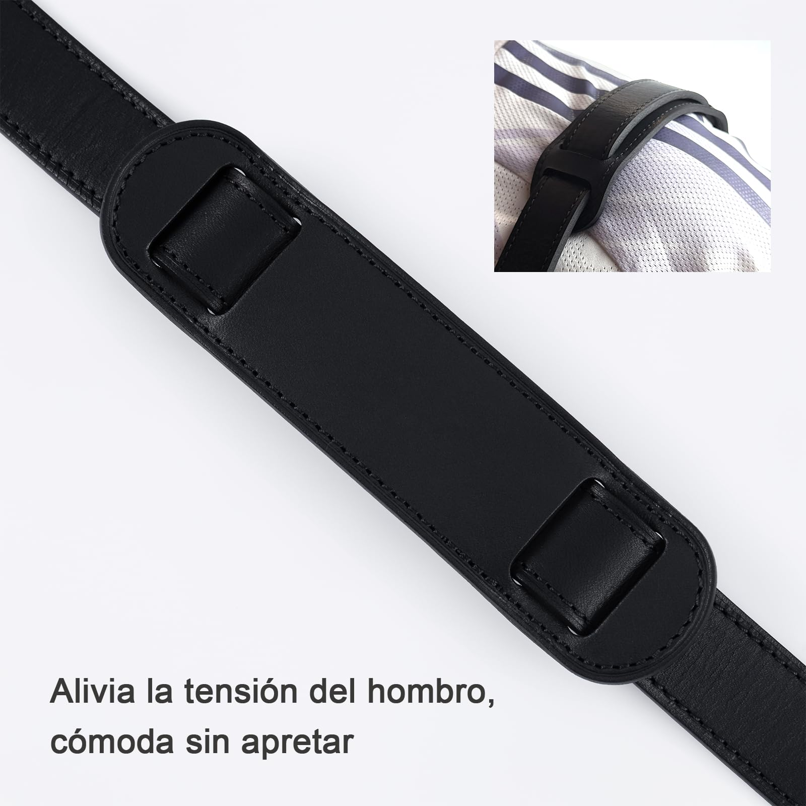 BERRY & SNOWY Cojín para Correa de Hombro de Cuero Vachetta, Adecuado para LV Keepall 45 50 55, Speedy P9 30 40 (Ancho de Correa ≤ 2,5 cm, Vachetta Negro).