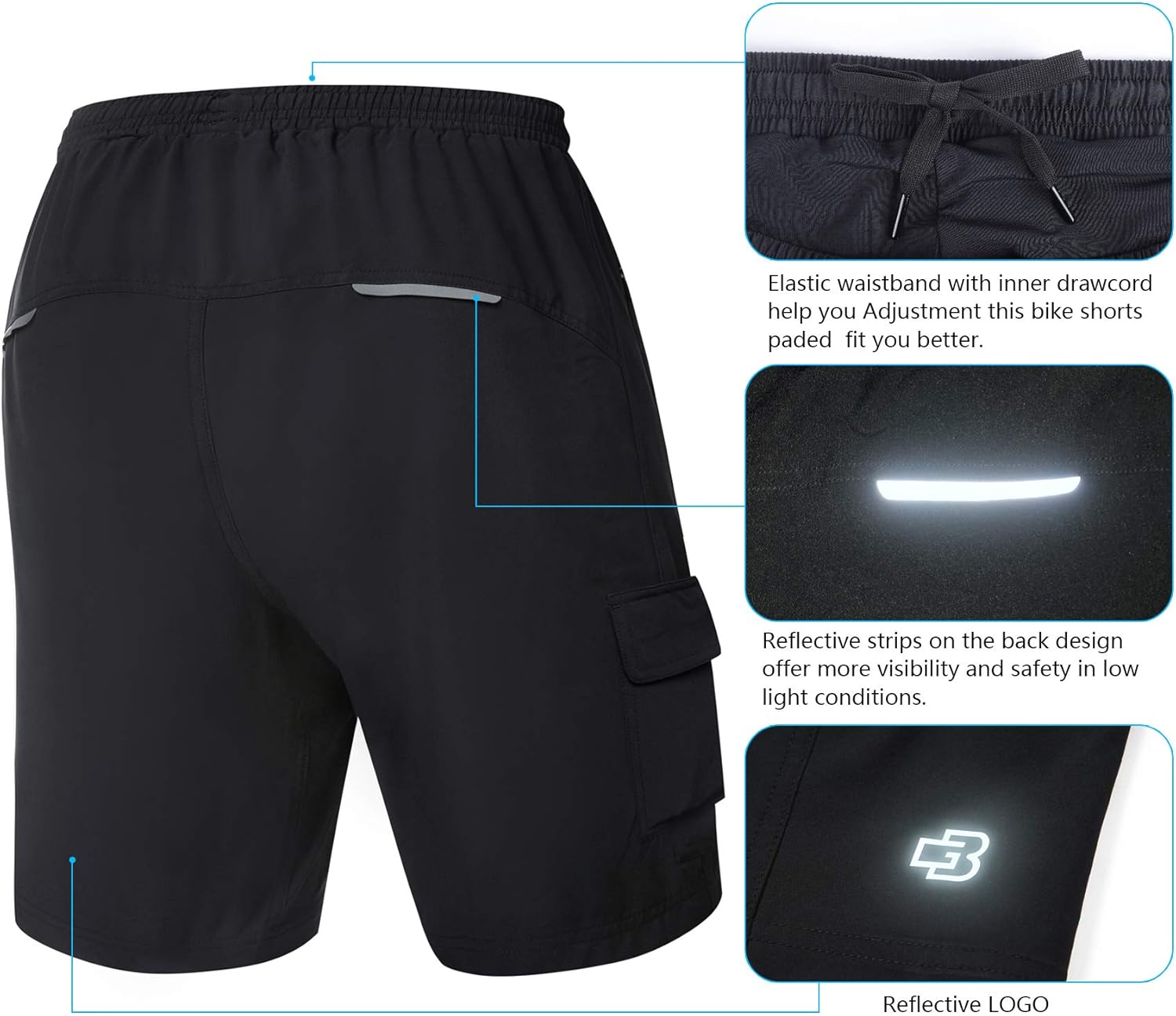 GymBrave Men's Mountain Bike Shorts 3D Padded Cool Lightweight MTB Cycling Shorts Loose-Fit Bike Shorts
