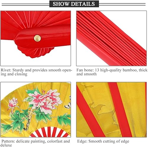 Miniatura 2 de Vbestlife Abanico chino Tai Chi Kung Fu Abanico plegable Artes marciales Kung Fu Abanico de seda de bambú Mano derecha Wushu Dance Pratice Training