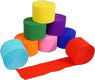 8 Rolls Crepe Paper Streamers, 8 Color Streamers 656 Ft, Rainbow Party Decorations, Streamers for Party Decorations, Birthday Decorations, Baby Shower, Wedding (1.8 in x 82 ft/Roll)