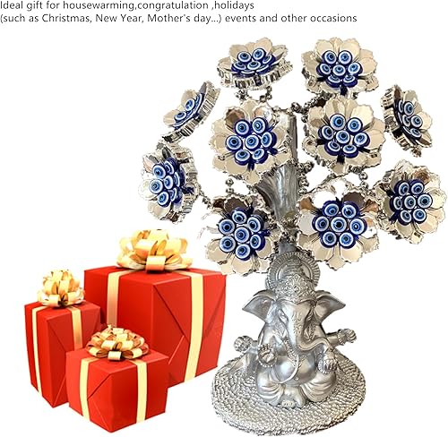 Miniatura 8 de Betterdecor Árbol turco Nazar azul contra el mal de ojo con diseño hindú Ganesha Dios protección bendición decoración de oficina en casa - T12