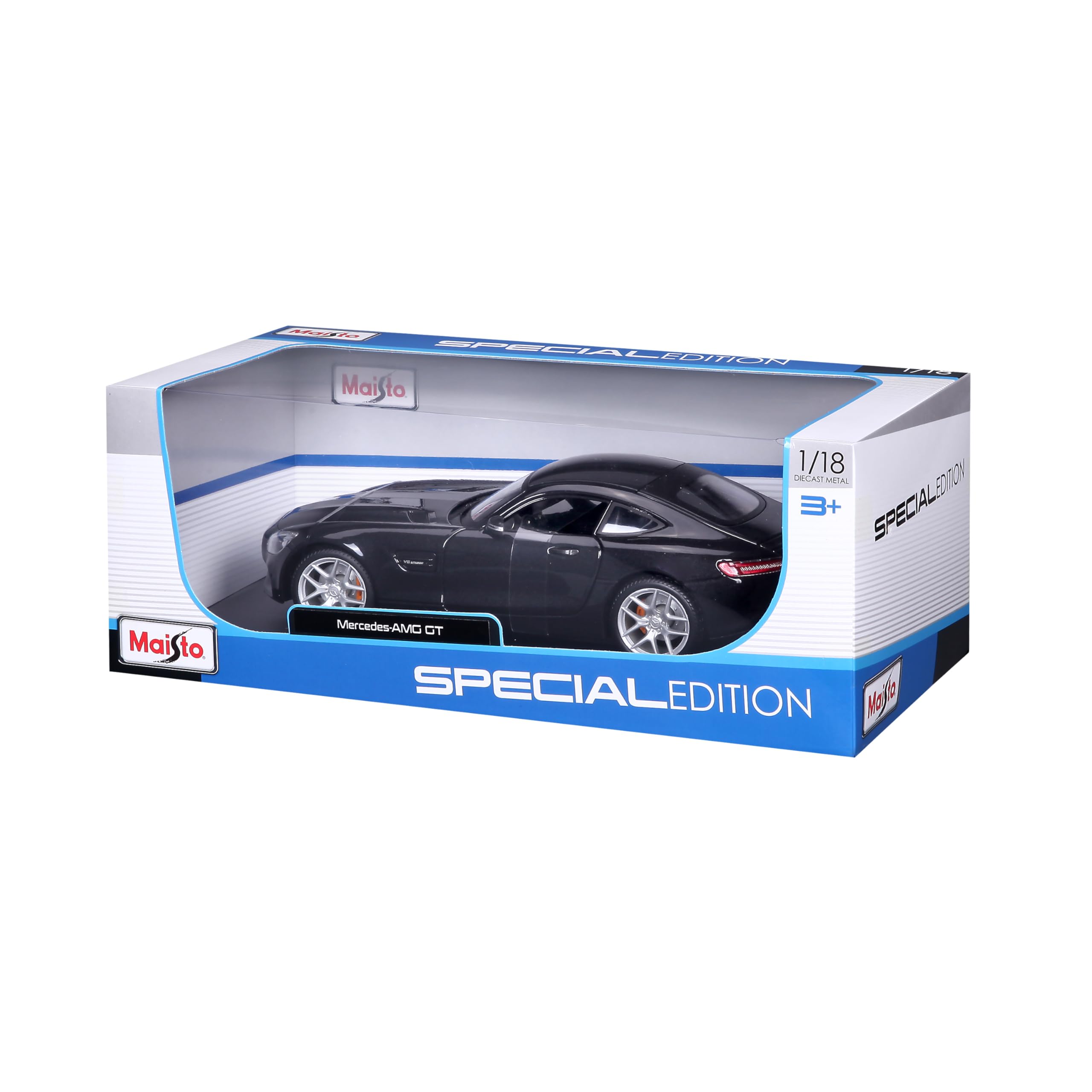 Maisto Mercedes AMG GT: Modello Auto in Scala 1:18, con sospensioni, Porte, Bagagliaio e Cofano per Aprire, Modello finito sterzante, 24 cm, Nero (531398)