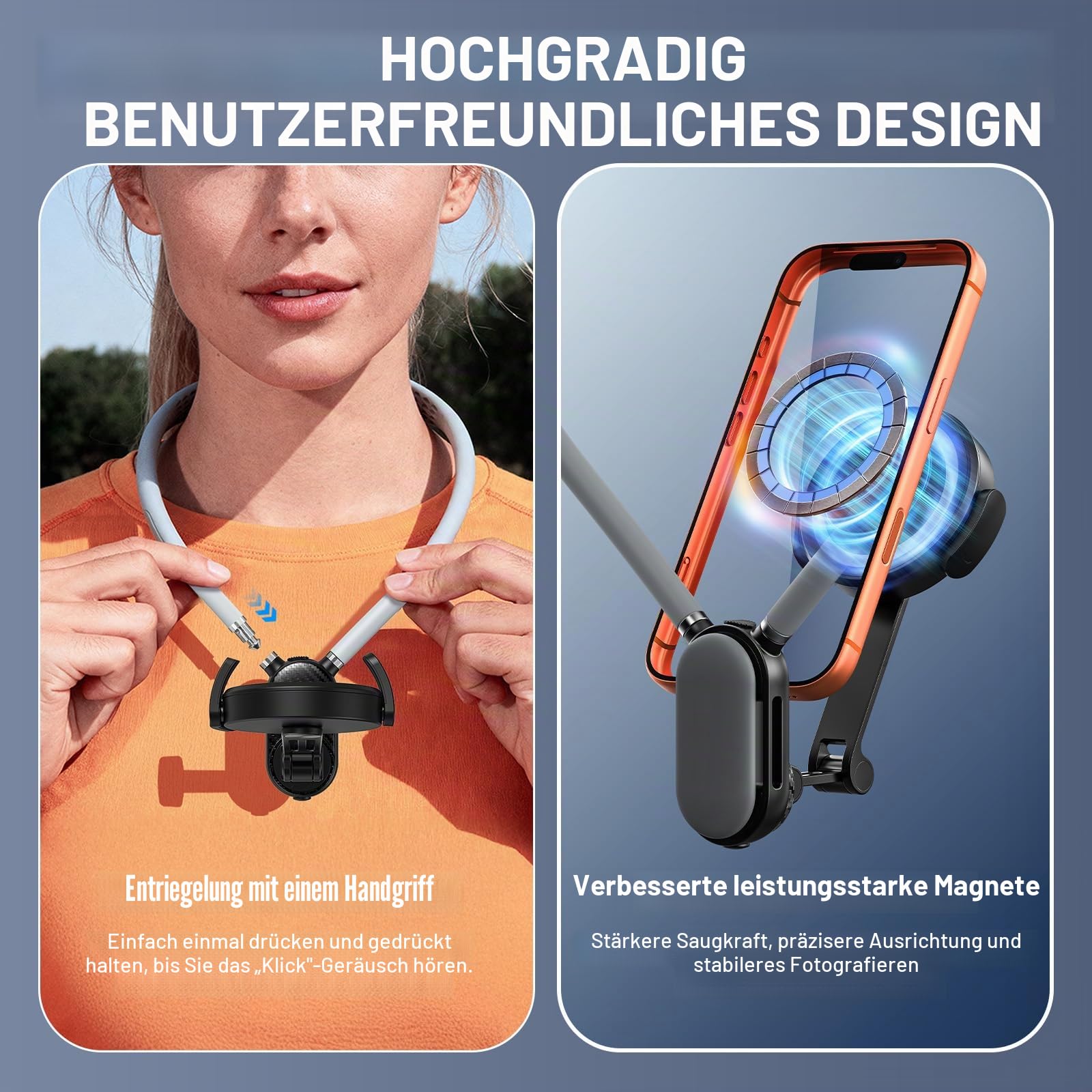 Magnetischer Halshalter für Telefon, Freisprech-Stativ, Brusthalterung, magnetischer Halshalter für Telefon, 360 Grad magnetische Handyhalterung, Handyhalterung für Videoaufnahmen, Vlog