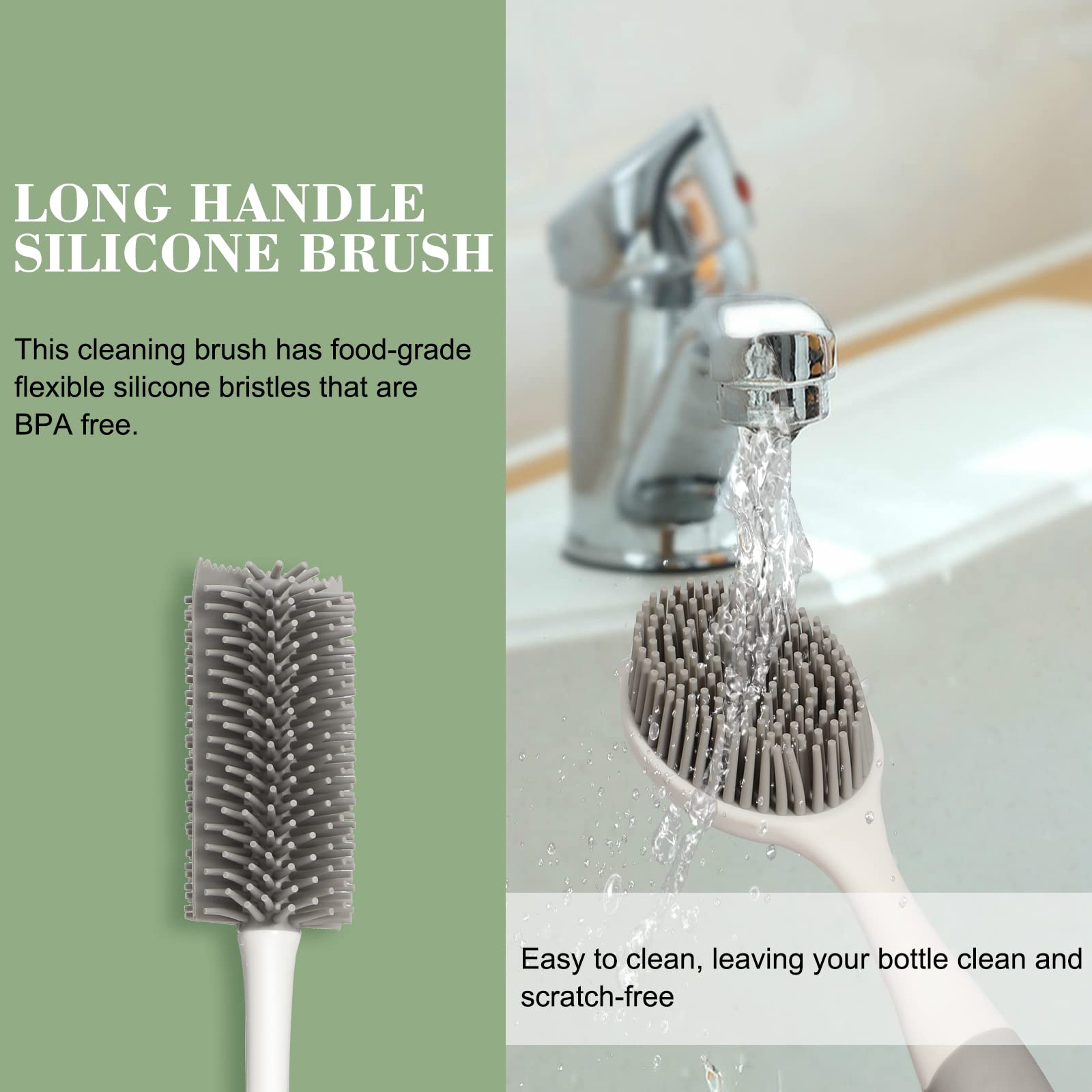 Spazzole In Silicone Per Pulizia - Kit Con Manico Lungo 360° - Foto 5