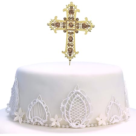 Croix Pour Decoration De Gateau Argentee Pour Mariage Premiere Communion Bapteme Devouement Eglise Souvenir Dore Amazon Fr Cuisine Et Maison