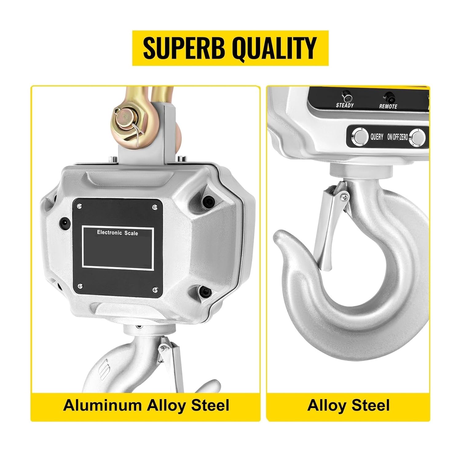 Crane Scale, 1T 3T 5T Digital Crane Scales with Remote Control Mini Bascula Balance Precision Gadgets Tools for Industrial Hanging Hook,Convenient Operation(3000KG Silver)