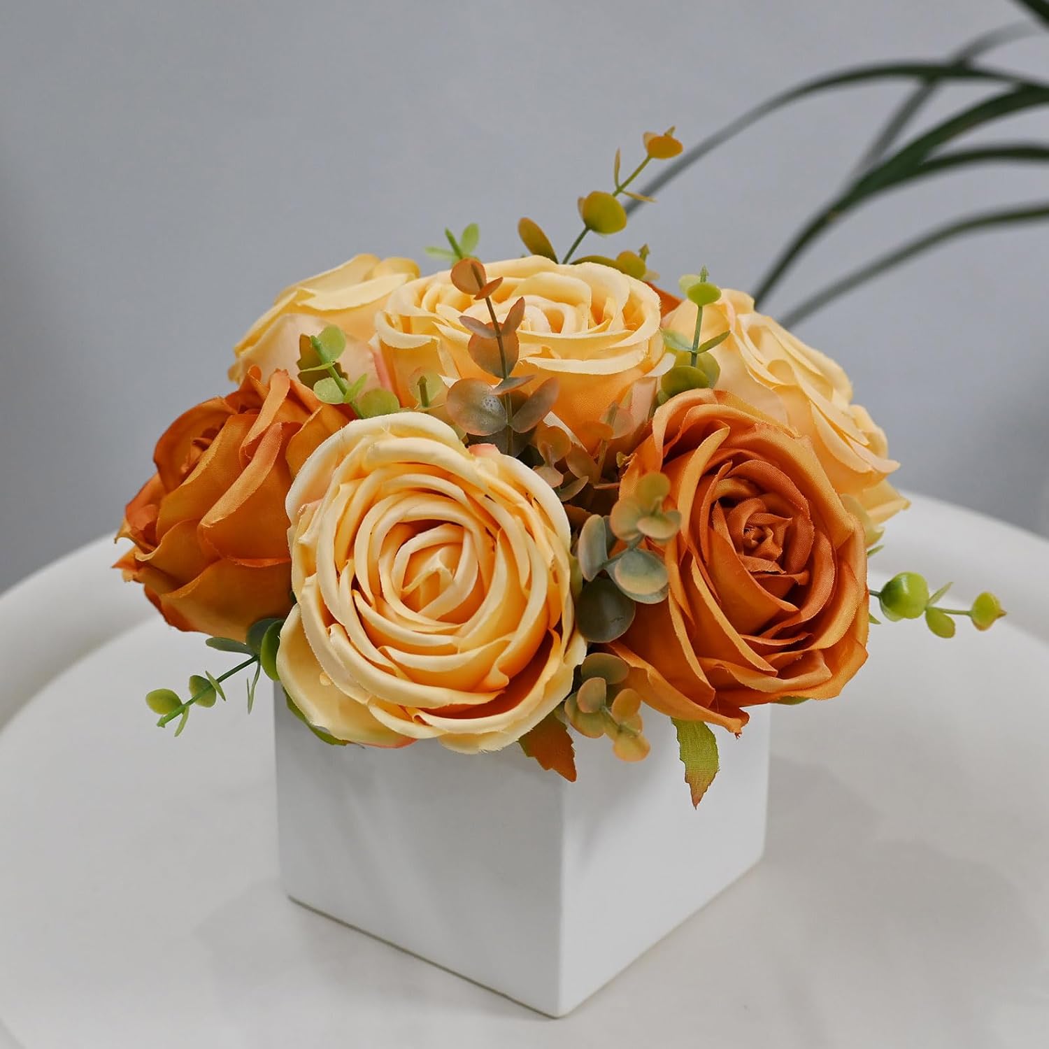 Valentines Day Gifts for Her,Valentines Day Flowers Gifts for Mom Women Girlfriend,Artificial Roses in White Ceramic Vase, Faux Floral Arrangement for Home Decor, Table Centerpiece for Dining Table - Image 4