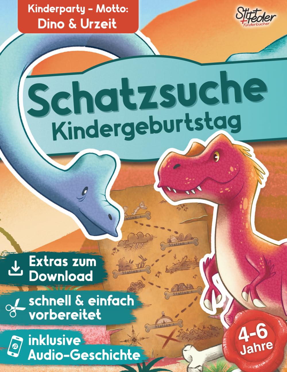 Schatzsuche inkl. spannendem Hörspiel für Kinder von 4-6 Jahren - Auf den Spuren des Dinosaurier-Schatzes: Das Schnitzeljagd-Komplettpaket (Fertig geplante Schatzsuchen für den Kindergeburtstag)