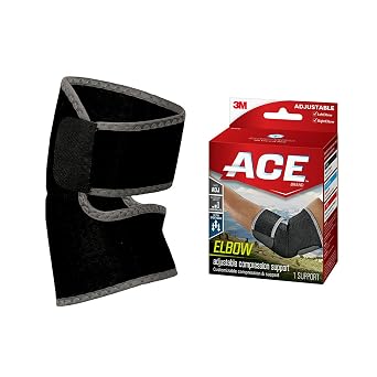 ACE Brand Adjustable Compression Elbow Support, Moderate Support for Weak, Sore or Injured Joints, Adjustable Features, One Size Fits Most