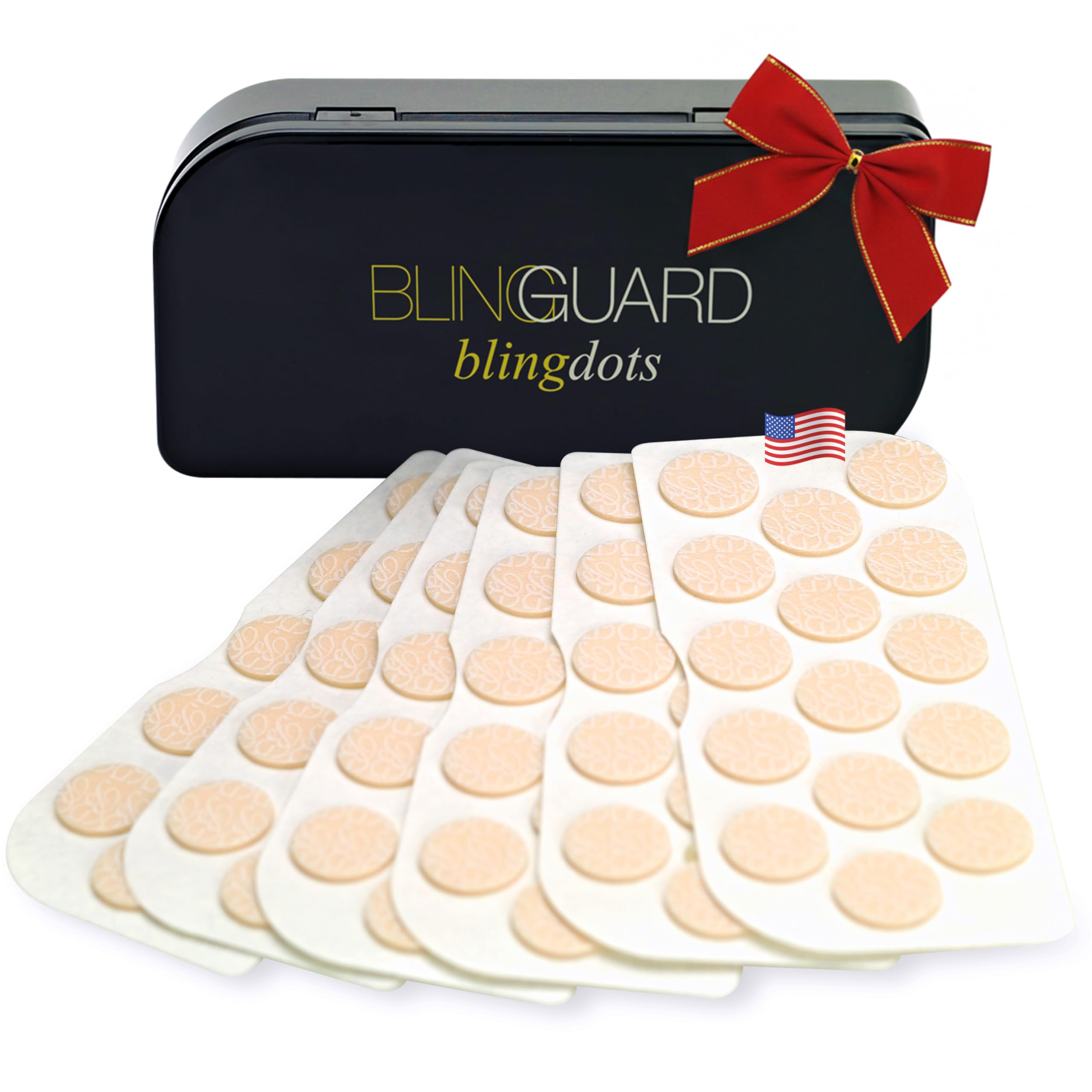 BlingGuard 90 Dots Heavy Earring Lobe Support - Made in USA - Hypoallergenic Earring Backs for Droopy Ears, Prevent Sagging & Drooping
