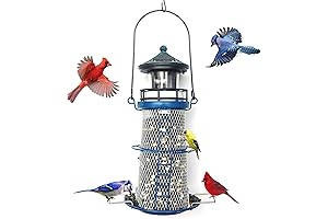 Solar Lighthouse Bird Feeder, Eye-Catching Outdoor Decor with Rotating Beacon