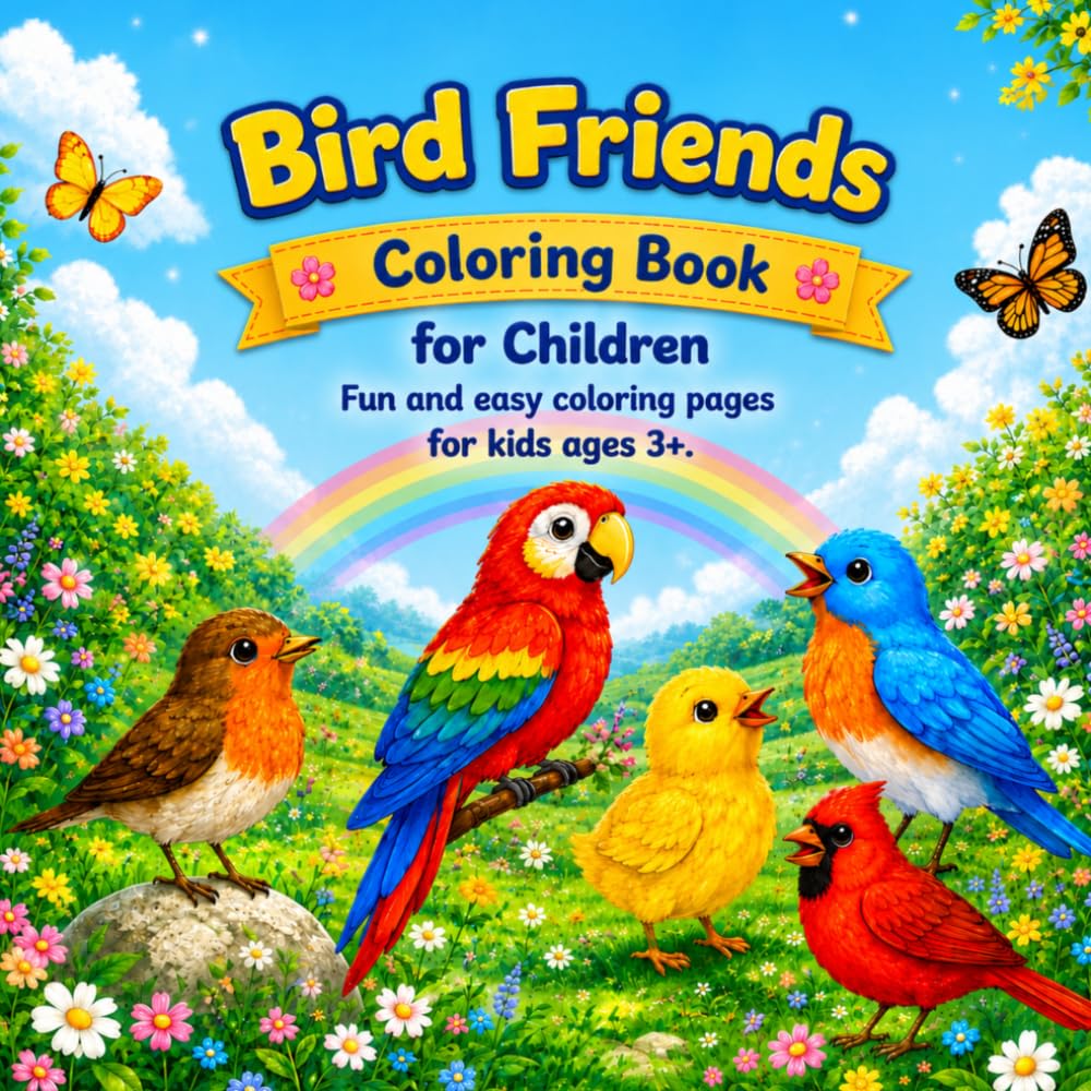 Bird Friends Coloring Book for Children: Fun and Easy Coloring Pages for Children