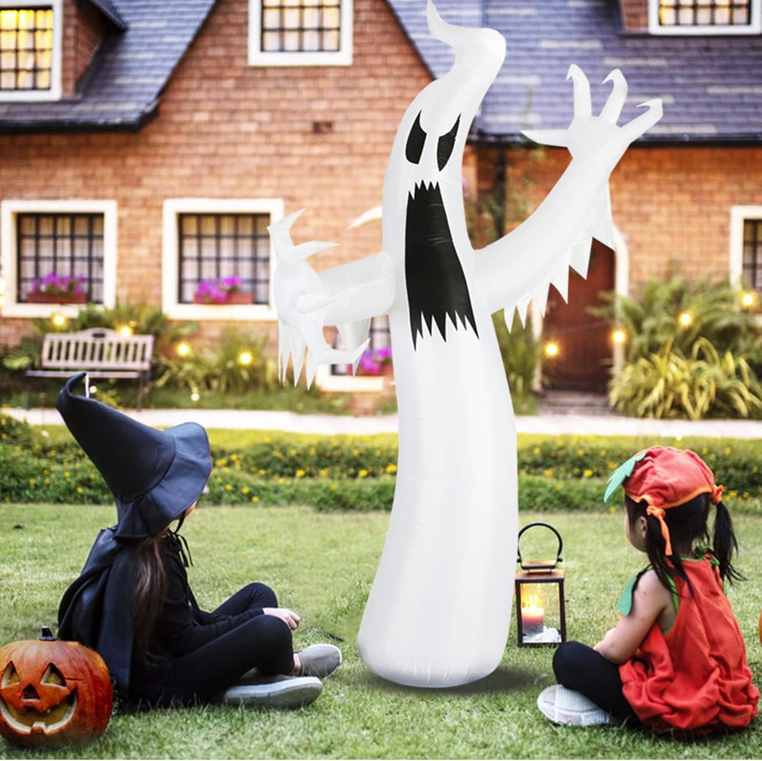 12FT Halloween Inflatables Colorful Ghost Outdoor Halloween Decoration Blow Up for Halloween Outdoor Yard Decorations, Garden, Lawn